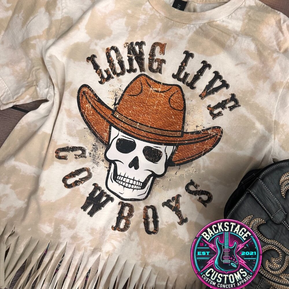 Long Live Cowboys Bleached Fringe Tee